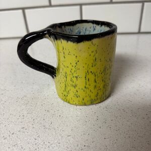 Handmade Pottery Mug | 8oz | Yellow Green Blue Speckled Stoneware